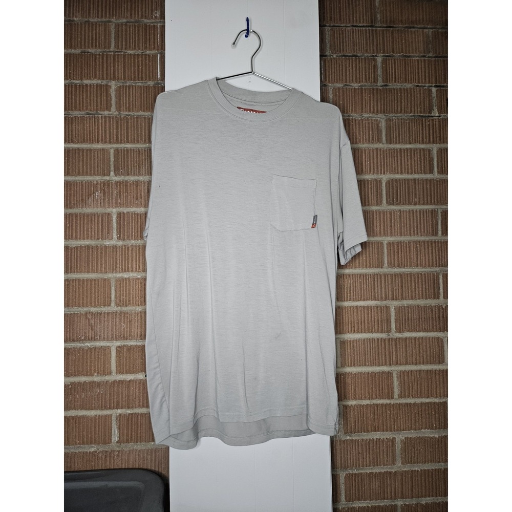 Simms Fishing Shirt Mens Large L Gray Short Sleeve Crew Neck Fish Pocket